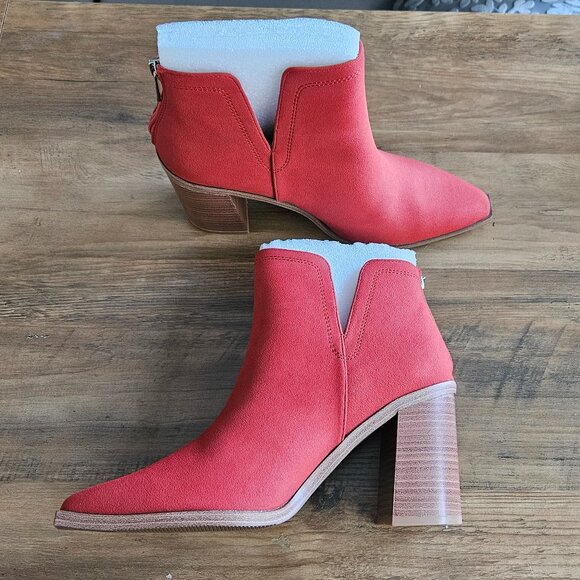 NIB Red Stacked Heel Booties, 9 - Picture 3 of 5